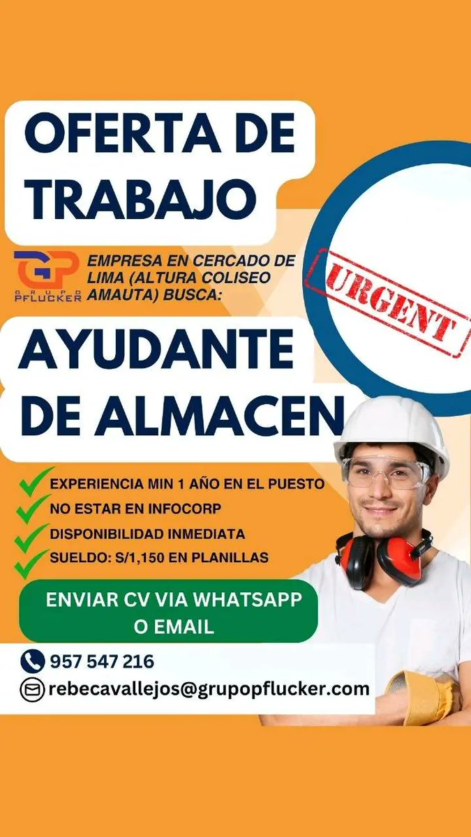 Javierstereo's tweet photo. 𝘽𝙐𝙎𝘾𝘼𝙎 𝙏𝙍𝘼𝘽𝘼𝙅𝙊❓❓❓❓❓❓❓❓❓
Postula aquí vía WhatsApp:
https://t.co/ZxdF5FicMT
O enviando tu Cv a rebecavallejos@grupopflucker.com 
* Disponibilidad Inmediata * https://t.co/q4LVO5cM6F