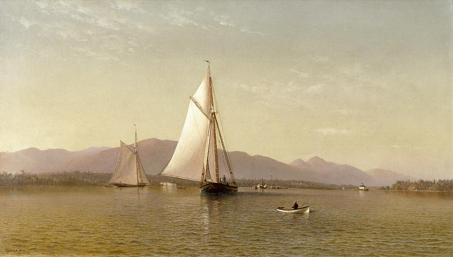 The Hudson at the Tappan Zee by Francis Augustus Silva, 1876.
#boats #sailboats