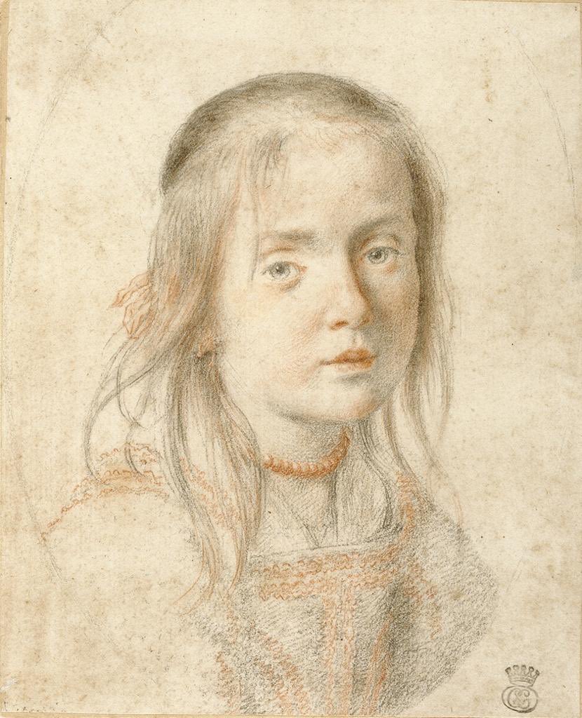 Drawing of a girl, 1665, by Carlo Dolci of Florence. He was born on this day in 1616.