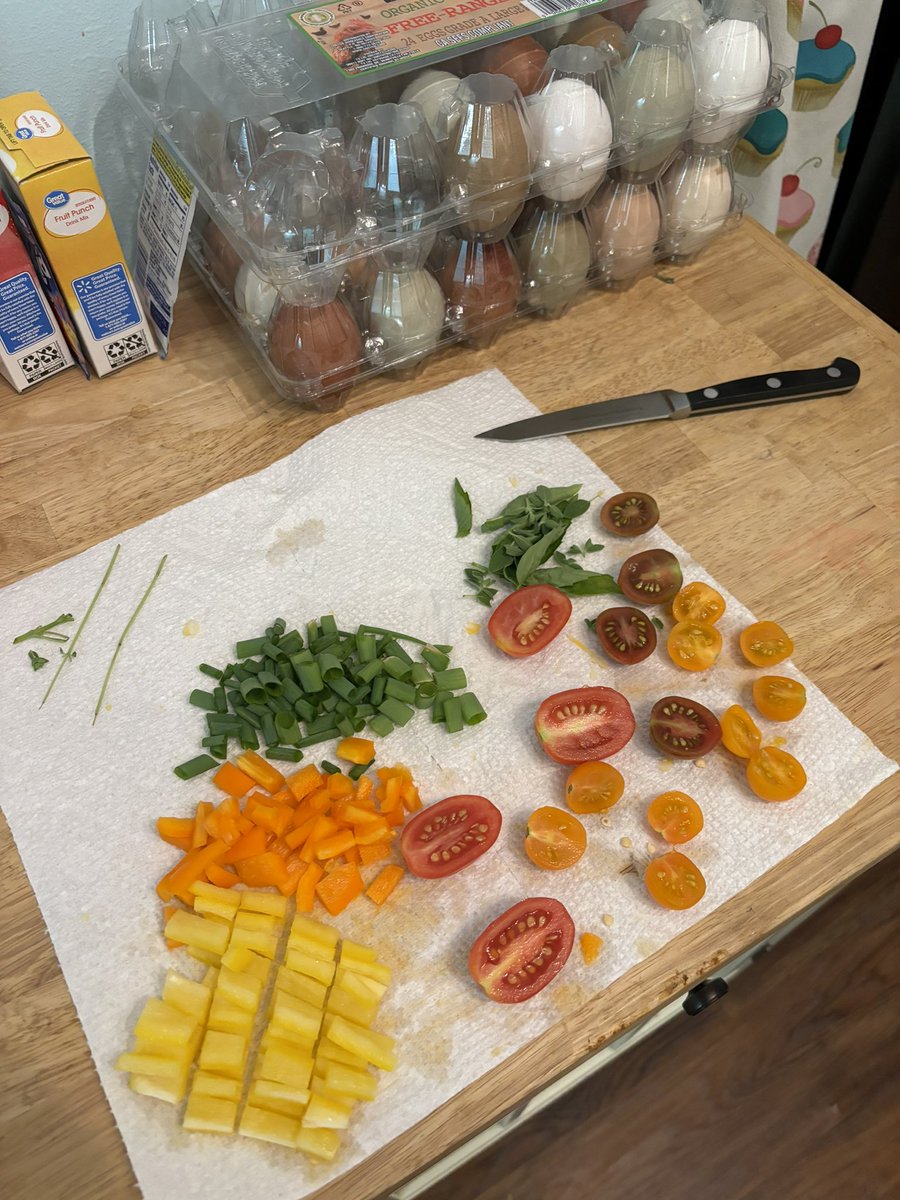 RossDaigle's tweet photo. Tomatoes from the #garden. Eggs from our #chickens. About 10% of this lunch will be #storebought https://t.co/eug8SZmkVS