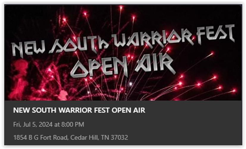 📢Huge event July 5th - 6th in Cedar Hill, Tennessee: New South Warrior Fest- Open Air! 🎚️🎸Our good friend @STARFORCEHH of #BigFootIsReal is headlining the 25-band festival. Several America Mission™ Members will be right there with him. 🔥Get more info & tickets here: