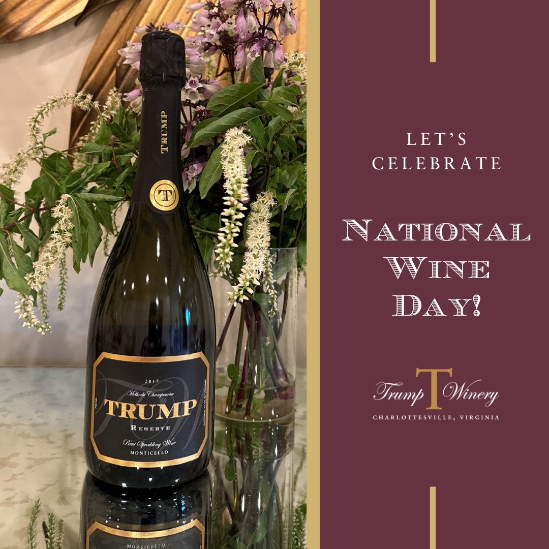 Happy National Wine Day! What's in your glass today? 🍷 Reminder - we're offering 20% off and free shipping on 12+ bottles all weekend long! 🇺🇸 #NationalWineDay #TrumpWinery #MemorialDayWeekend