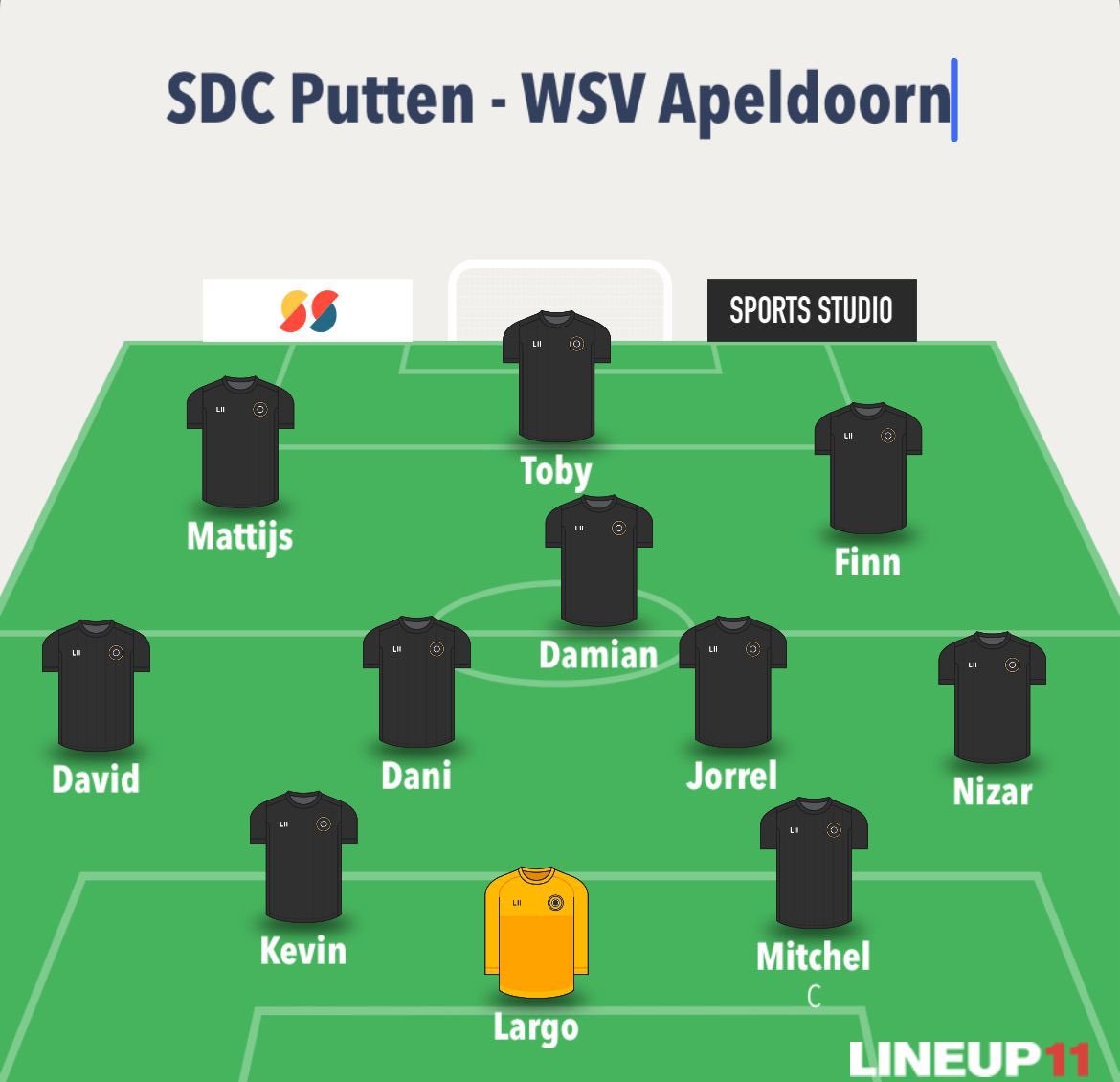 De opstelling van vanavond! Er is geen live verslag aanwezig..