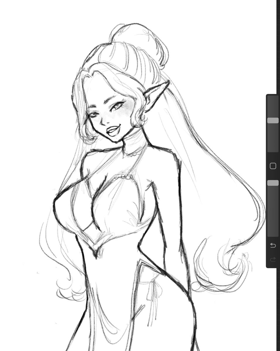 WIP of my next adoptable 👀 
Want to add some piercings, you think they'll look good? 
#WIP #dnd #sketch