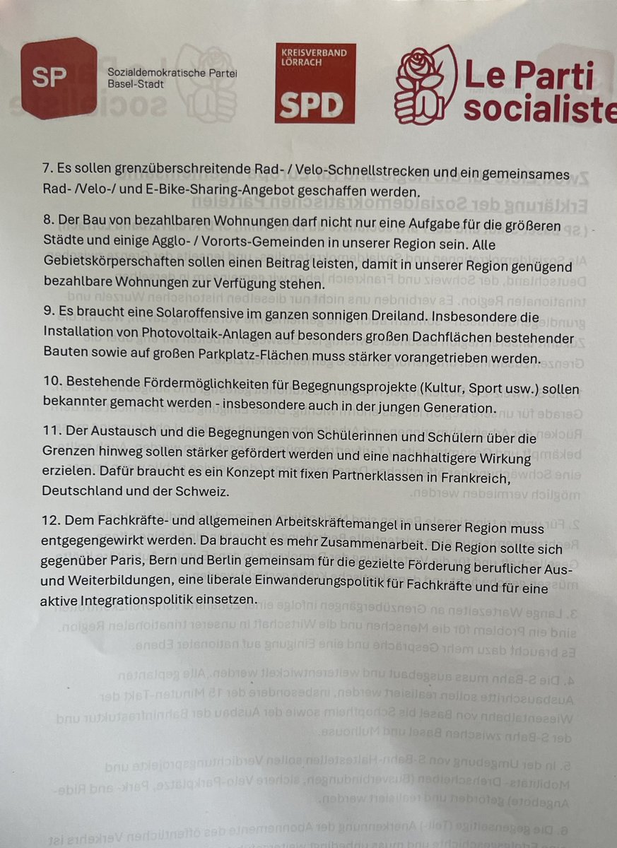 Tim Cuénod (@tcuenod) on Twitter photo Zwölf Ziele für die Regio und Europa - unsere gemeinsame Erklärung als Sozialdemokratische Parteien im Dreiland. SPD Kreisverband Lörrach <a href="/SPBaselStadt/">SP Basel-Stadt</a> Parti Socialiste du Haut-Rhin. Zwölf Ziele für die Regio und Europa - unsere gemeinsame Erklärung als Sozialdemokratische Parteien im Dreiland. SPD Kreisverband Lörrach <a href="/SPBaselStadt/">SP Basel-Stadt</a> Parti Socialiste du Haut-Rhin.