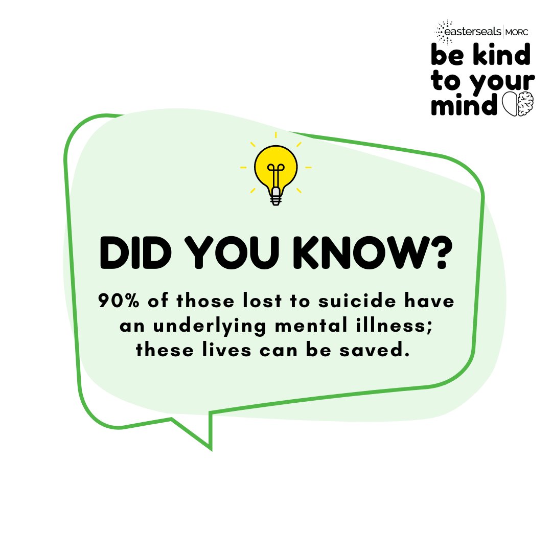 Did you know? 90% of those lost to suicide have an underlying mental illness; these lives can be saved. You do not have to do this alone. Please visit bit.ly/3UxcIYc to view all the programs and resources we offer for all ages regarding mental illness.