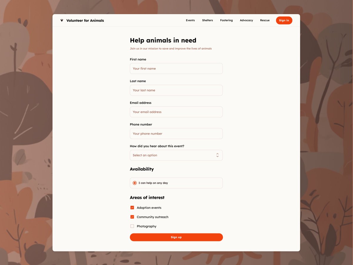 Today I have started my 100 days challenge with #DailyUI 🎨😍 
I have created a sign-up page of a volunteer event website focused on helping animals in need. 
dribbble.com/shots/24237409…