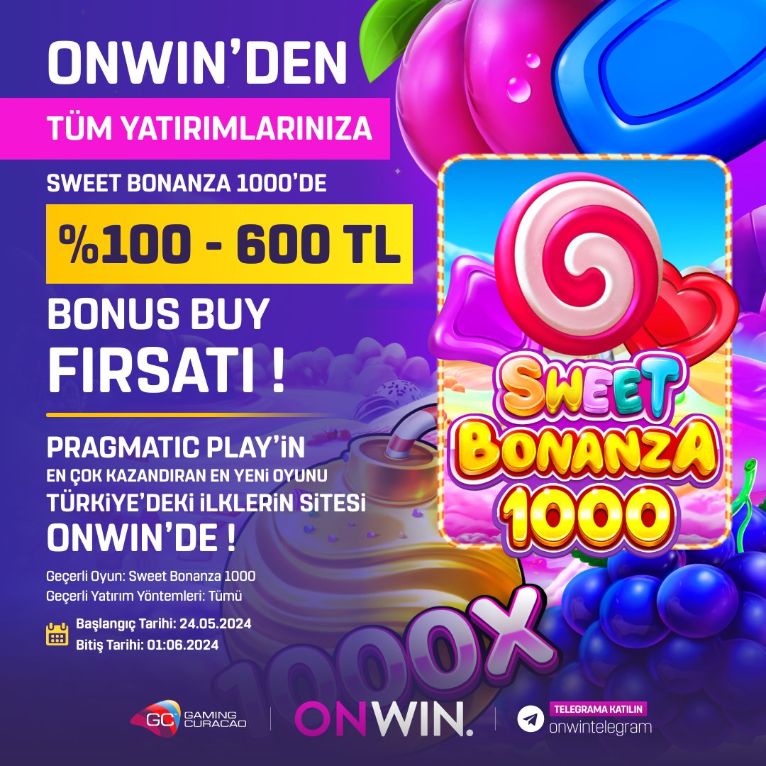 ⚡️ ÇEVRİMSİZ %100 - 600 TL BONUS BUY İÇİN ELİNİ ÇABUK TUT !

🎁 En Yeni Oyun Sweet Bonanza 1000'de Herkese 600 TL HEDİYE !

🔥 Geçerli Yatırım Yöntemleri: Tümü

✅ Başlangıç: 24.05.2024
❌ Bitiş: 01.06.2024

🔞 Giriş: cutt.ly/onwingunceladr…