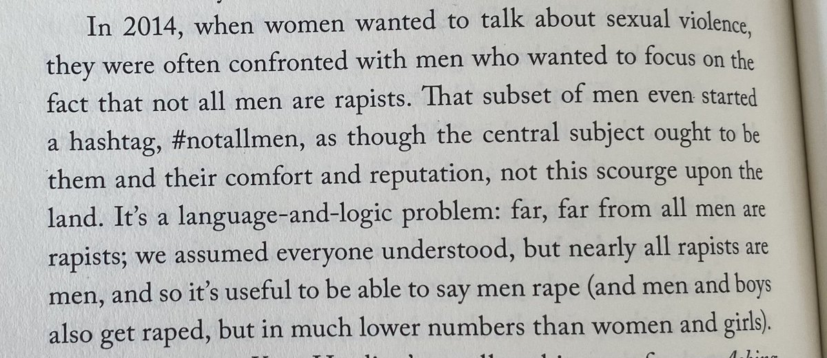 To all those who say ‘not all men’ the moment a woman talks about assault and discrimination. This is the problem, what irks us ( from ‘The Mother of All Questions’ by Rebecca Solnit)