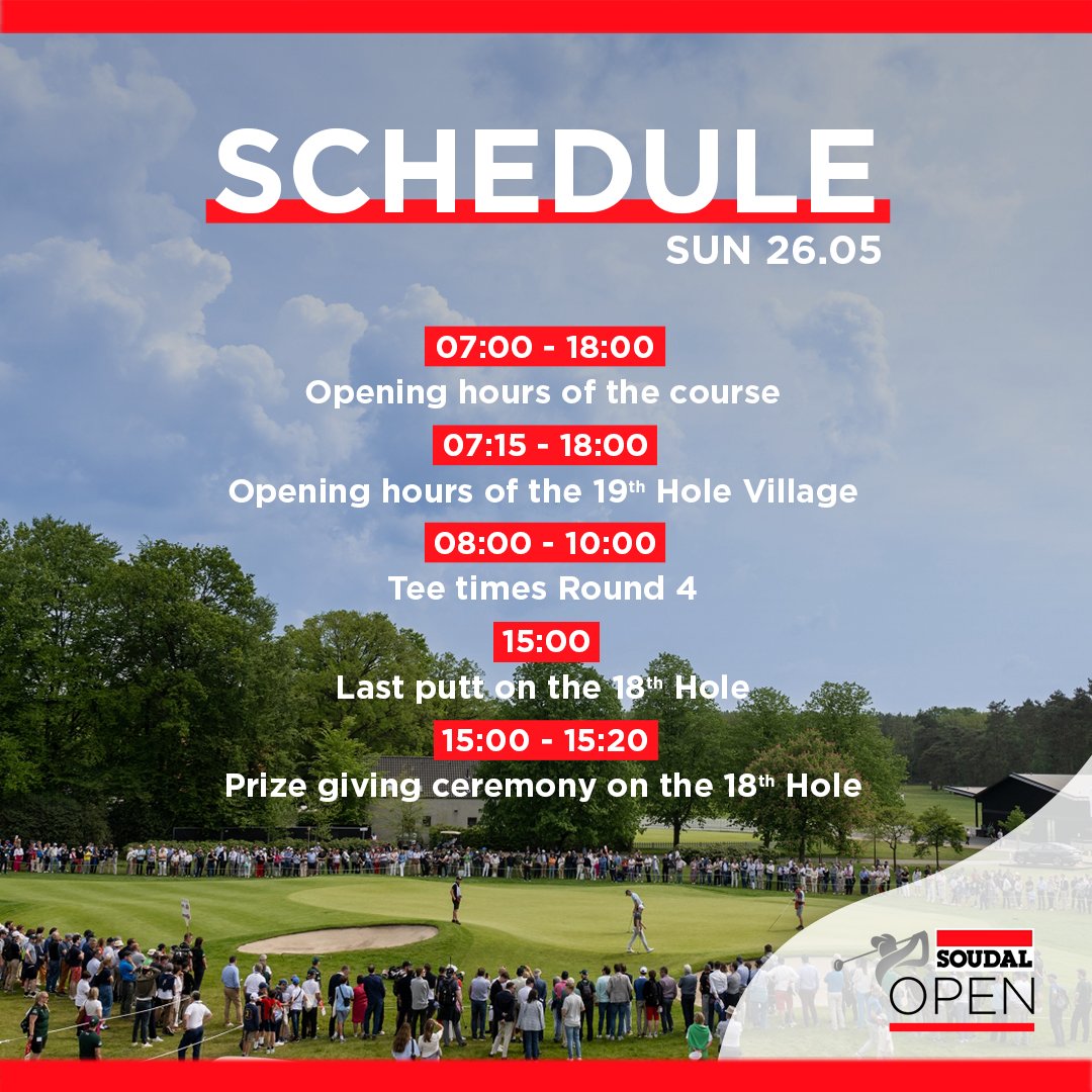 Schedule for Round 4! Who'll crown himself as the 2024 Soudal Open champ today?🏆