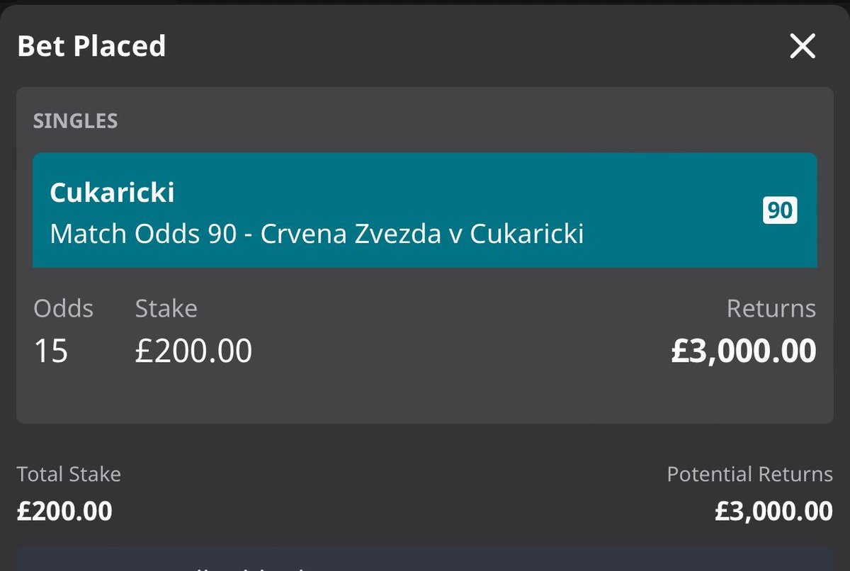 siakBetting's tweet photo. Cukaricki lead 1-0👀

I've got a nice sweat on here @ 15.00🚀 https://t.co/iw7bVxApJj