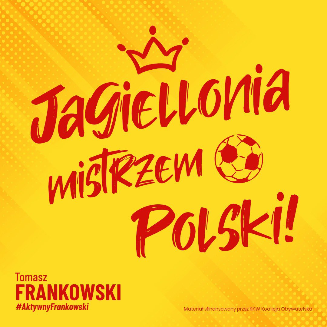 TFrankowski21's tweet photo. MAMY TO!!! 🔥🔥🔥 @Jagiellonia1920 MISTRZEM POLSKI! #JAGWAR #JagaToMy #FinałSezonu https://t.co/IXzy9qXLkM