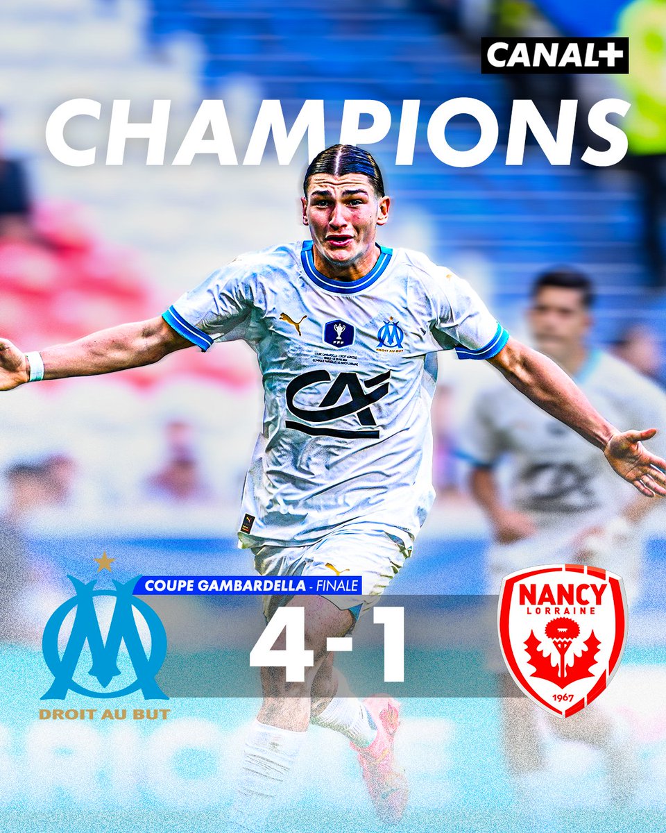 Les Minots triomphent en Gambardella 🏆 Les U19 de l'OM s'imposent en finale face à Nancy 4-1 et succèdent à l'AS Monaco 🤩👏 #Gambardella #OMASNL