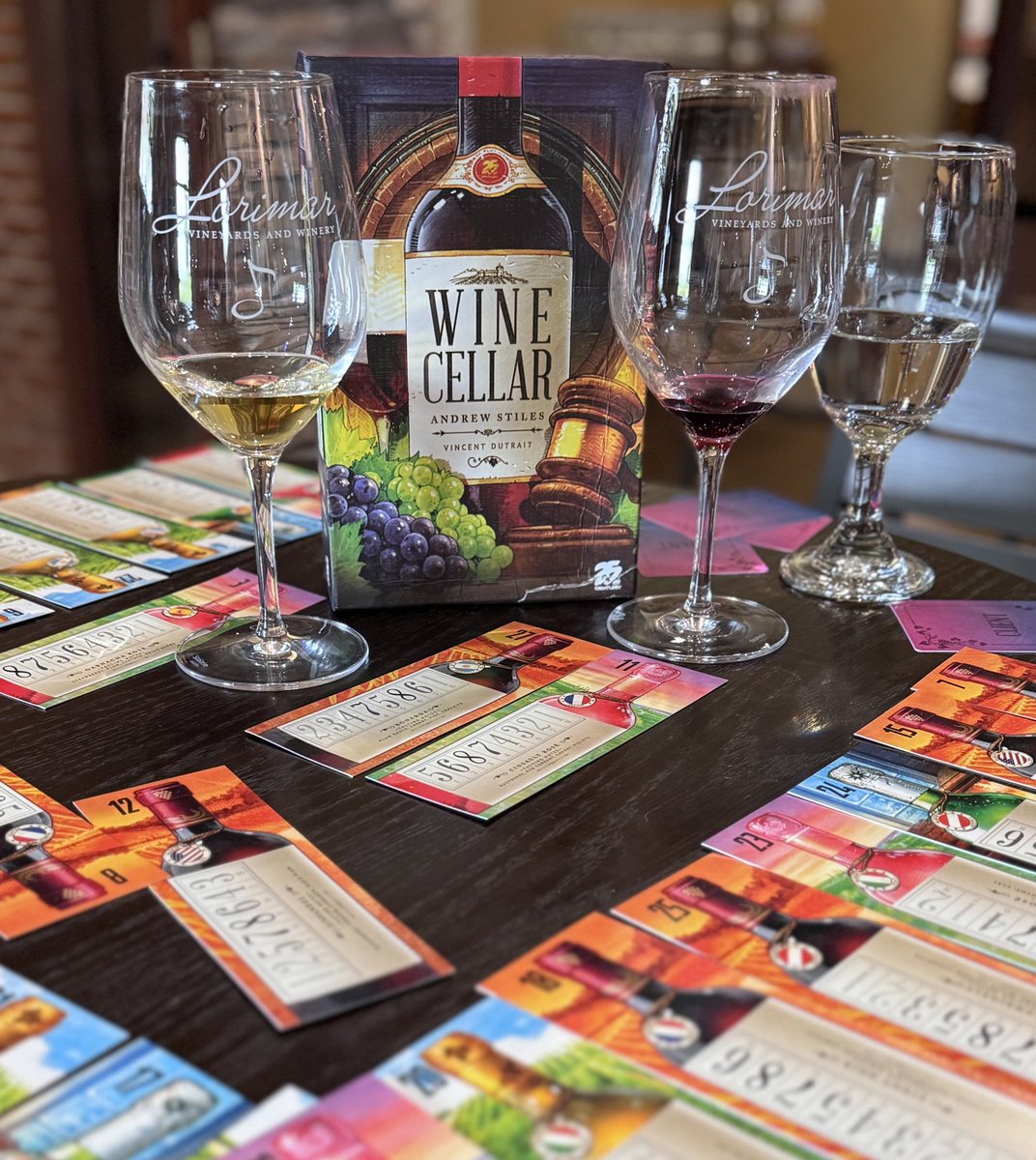I got to play Wine Cellar while wine tasting! 🍇🍷 This is a great game that plays with up to eight people. There's not too many games like that, so keep this one in mind! By @BoardGameStiles for @25thCG 🙌🏼