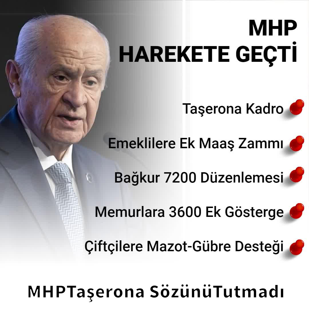 <a href="/MhpTbmmGrubu/">MHP TBMM Grubu #MHP</a> <a href="/ismakgul14/">İsmail Akgül</a> Taşeron işçilerini sevindirecek tek şey sözünüze sadık olup, bize sözünüz olan kadroyu vermenizdir.
MHPTaşerona SözünüTutmadı