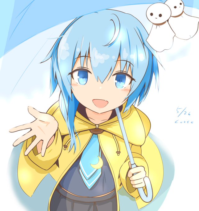 「blue hair holding umbrella」 illustration images(Latest)