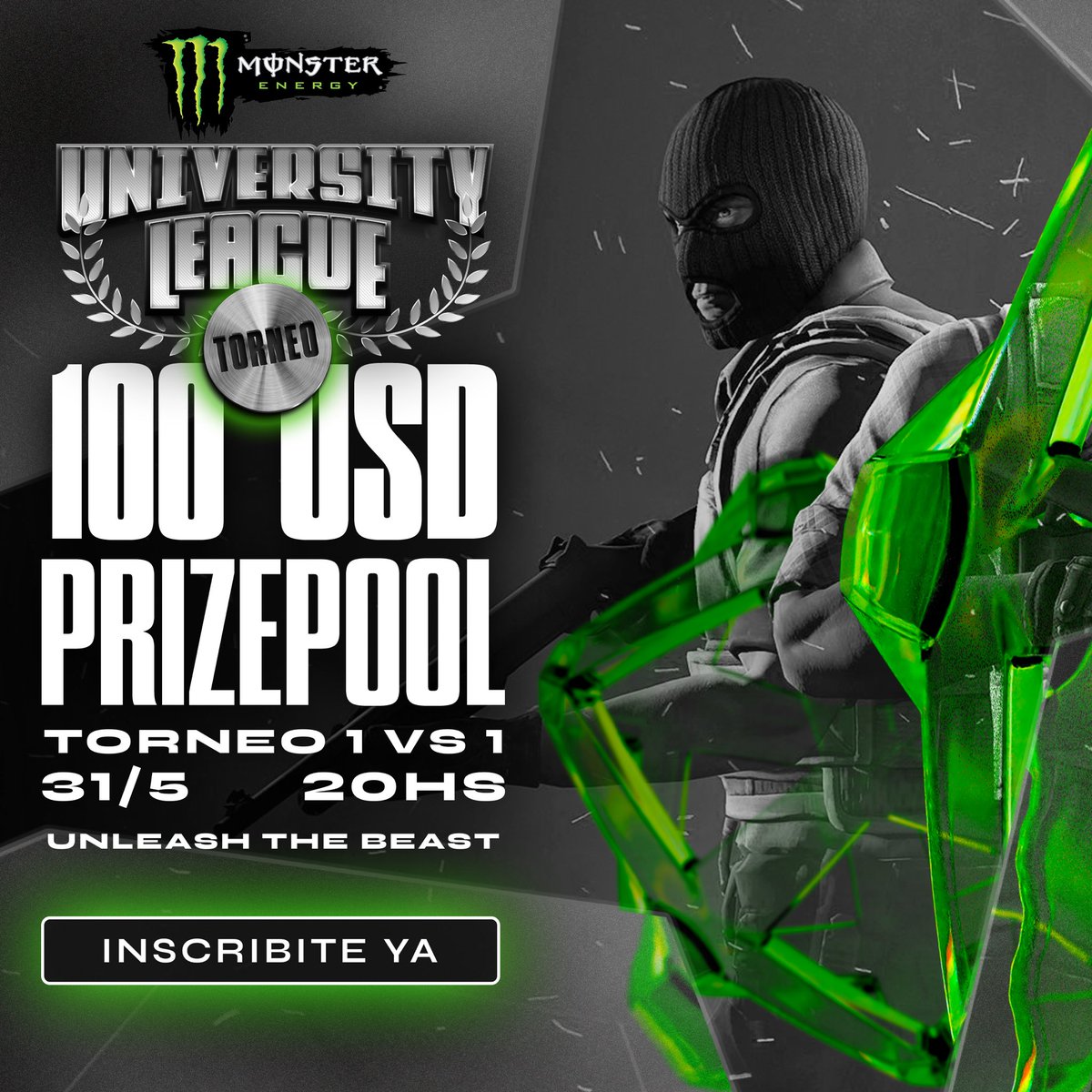Me uní junto a Monster Energy para traerles los mejores torneos de FACEIT.

EL PRIMERO ES MODALIDAD 1vs1:

⏰ Próximo viernes 31.
💰 100 dólares.

INSCRIBITE AHORA ⤵️⤵️⤵️
bit.ly/3VcGnaW

‼️ CUPOS LIMITADOS (64)