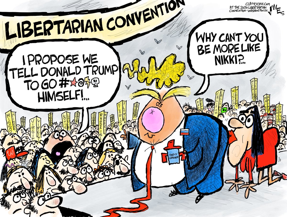 When Trump speaks at the Libertarian convention today, it may be his most hostile audience since the time he got laughed at by the United Nations. #Trump #MAGA #LPNational #Libertarian #LibertarianConvention #WashingtonDC
