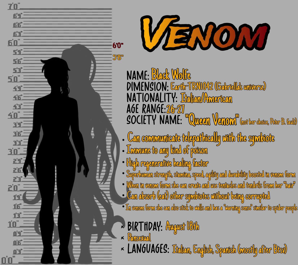 Black_wolfe_'s tweet photo. Decided to repost this beautiful drawing since my beloved bestie signed it in a different way! Also did some templates in case you want to know her more! Her name is Black Wolfe and she's my venom Oc! #MiguelOHara #SpiderMan2099 #ocxcanon #venom #SpiderMan #migueloharafanart (⬇️) https://t.co/k1O6BKidvb