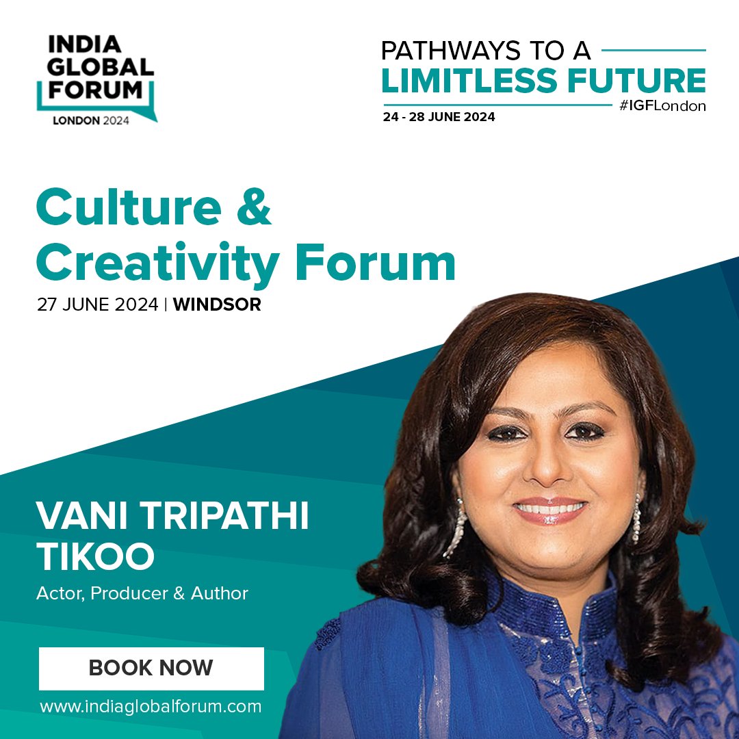 We are excited to announce that @vanityparty will join us as a speaker at #IGFLondon 2024! As an actor, producer, and author, Vani brings a wealth of experience and insights to our event. Book your 🎫 NOW: indiaglobalforum.com/IGF-London-202… #LimitlessFuture #Bollywood #Entertainment