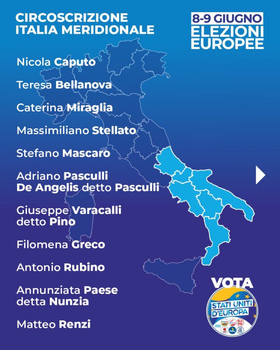 Candidati @ItaliaViva
Circoscrizione ITALIA MERIDIONALE 
#statiunitideuropa 
#ScriviRenzi 
👇👇👇👇