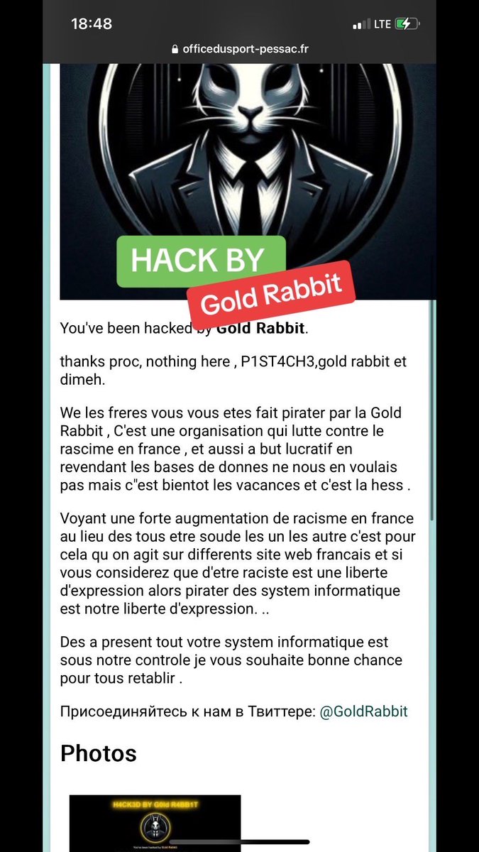 goldrabbit31062's tweet photo. 🟢 HAVK BY @goldrabbit31062
Nous continuerons à attaquer tous les site ,école,banque, ect… français pour nous fair entendre si l’islamophobie es-tu liberté d’expression
Le piratages de masse et notre liberté
#hack #france #OPFR https://t.co/32MFNJb4uq