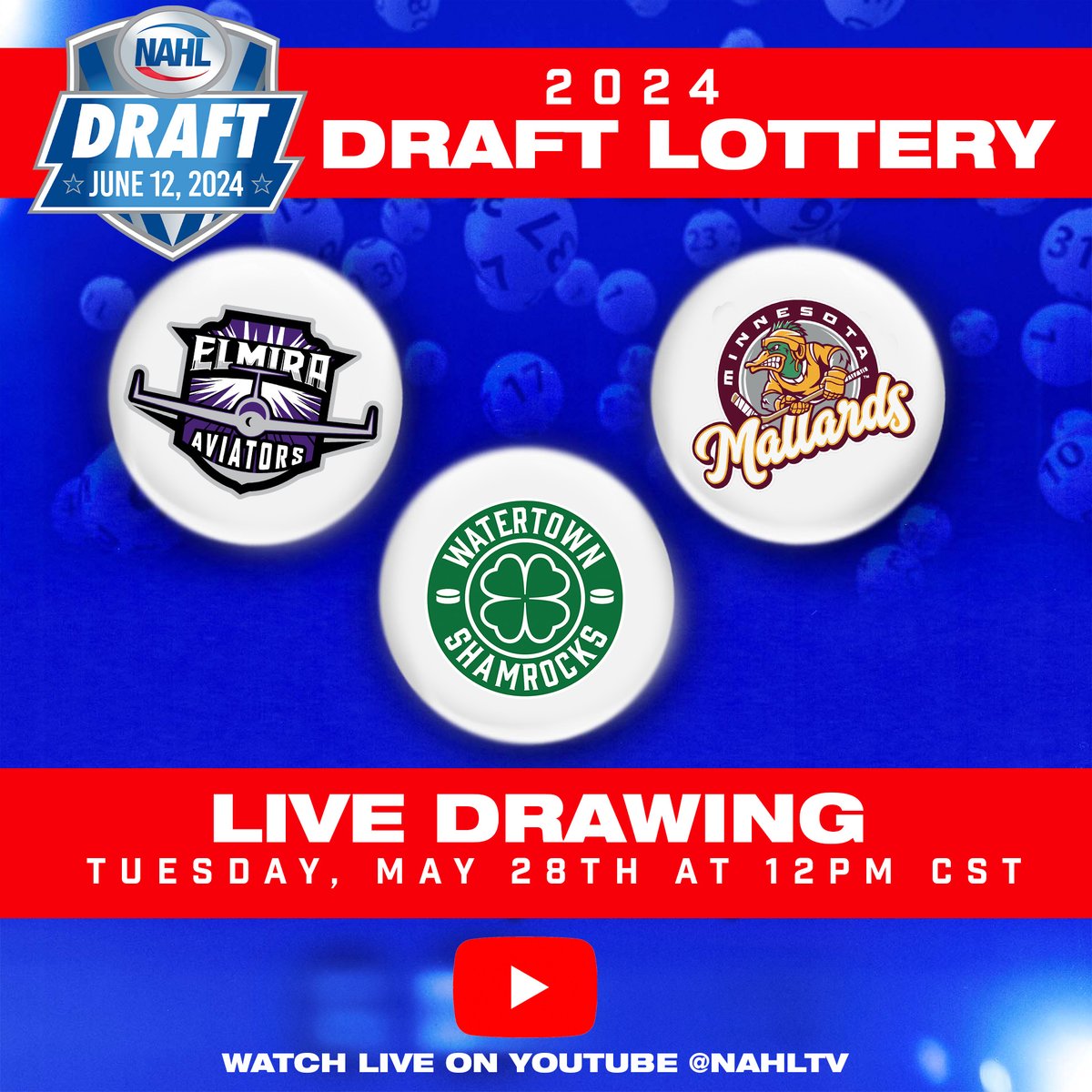 The 2024 NAHL Draft Lottery! Watch live to see who will get the number 1⃣ overall pick for the draft! Watch here📺: youtube.com/@NAHLTV