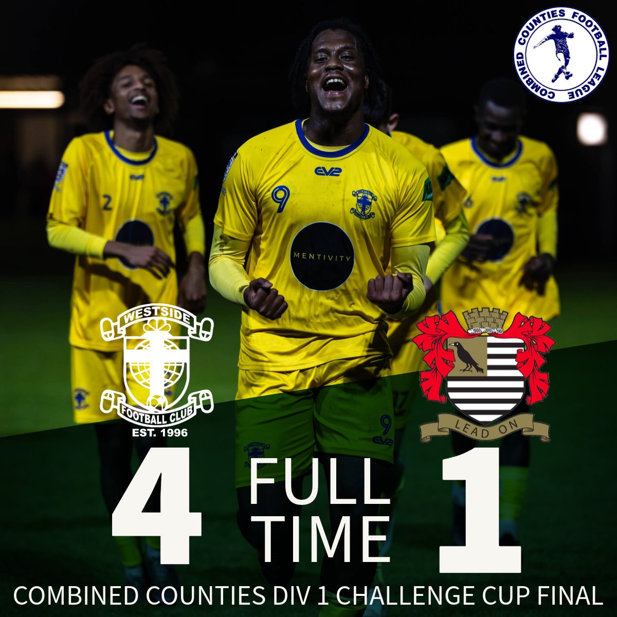 WestsideFc_'s tweet photo. 🟡🔵 Cup Winners 🟡🔵

After all of the celebrations the @ComCoFL Div 1 Challenge Cup Final finishes 4-1.

⚽⚽⚽ @Webster9_
⚽ Coker

Finishing the 23/24 season with silverware 🏆 https://t.co/IJRxmqdYAm