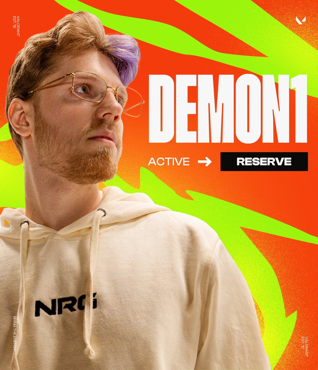 VCT Roster Update: Demon1 has been moved to the NRG VALORANT reserve roster.

Max will remain part of NRG as we prepare for Stage 2 and the remainder of our VCT 2024 season.