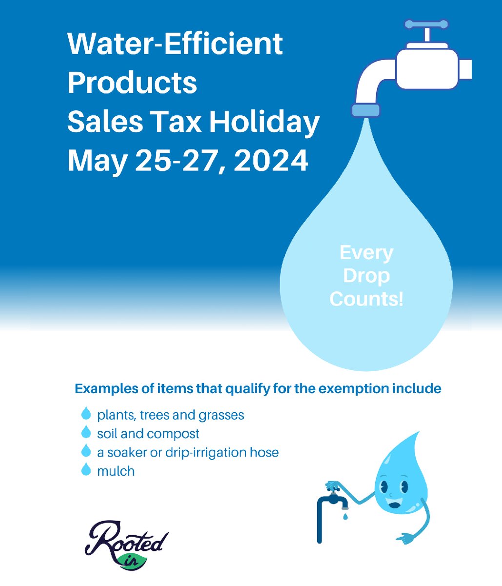 Rootedin_TX's tweet photo. This weekend only! We are excited to offer water-efficient products without tax today and tomorrow. Come out and get your garden or landscape water friendly!

12804 Pelzel Rd, Pilot Point, TX 76258.
We are open today 9-5 and tomorrow 10-5.

#taxfree #waterconvervation #sale https://t.co/t9w3FWzXqm