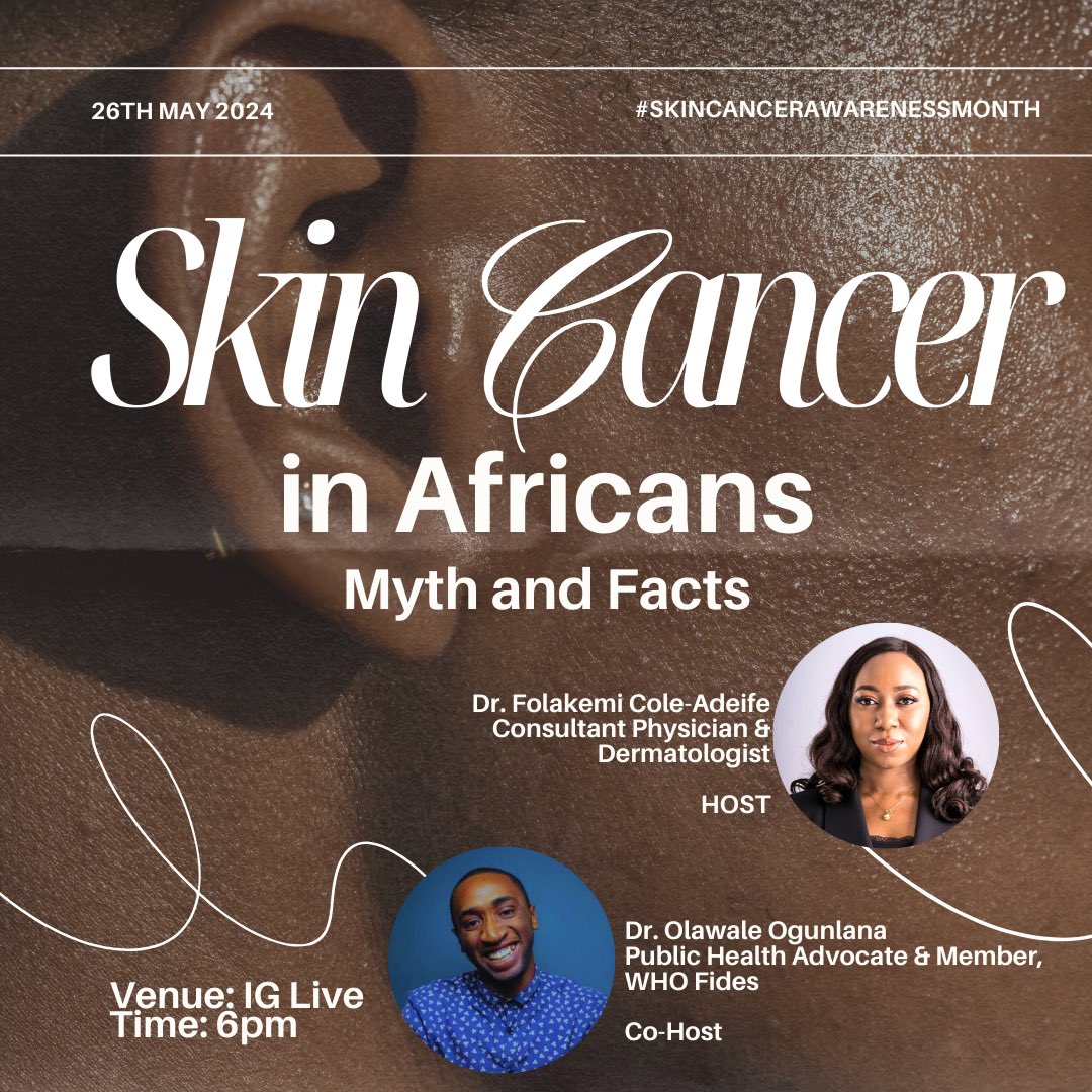 Join us live on IG tomorrow as I celebrate Skin Cancer Awareness Month with renowned Dermatologist @flakydancindoc If you have questions regarding your skin health, don’t miss this opportunity. 6pm on Instagram.