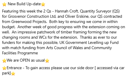 #LevellingUp #UKGovernmentLevellingUpFund #ArtsCouncilOfWales #CommunityFacilitiesProgramme #GrosvenorConstruction #UKgovernment