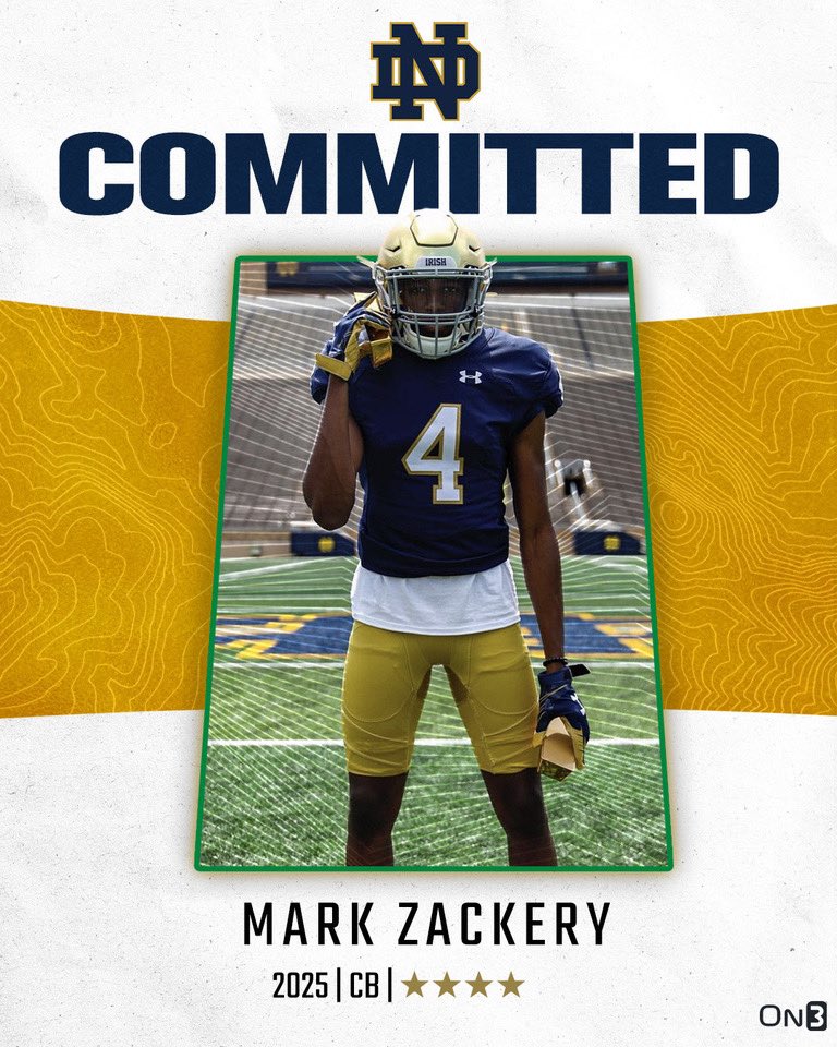 BREAKING: Indianapolis Ben Davis On300 CB Mark Zackery IV announces his commitment to Notre Dame. “I feel like we can have a chance to win the National Championship.” on3.com/college/notre-…