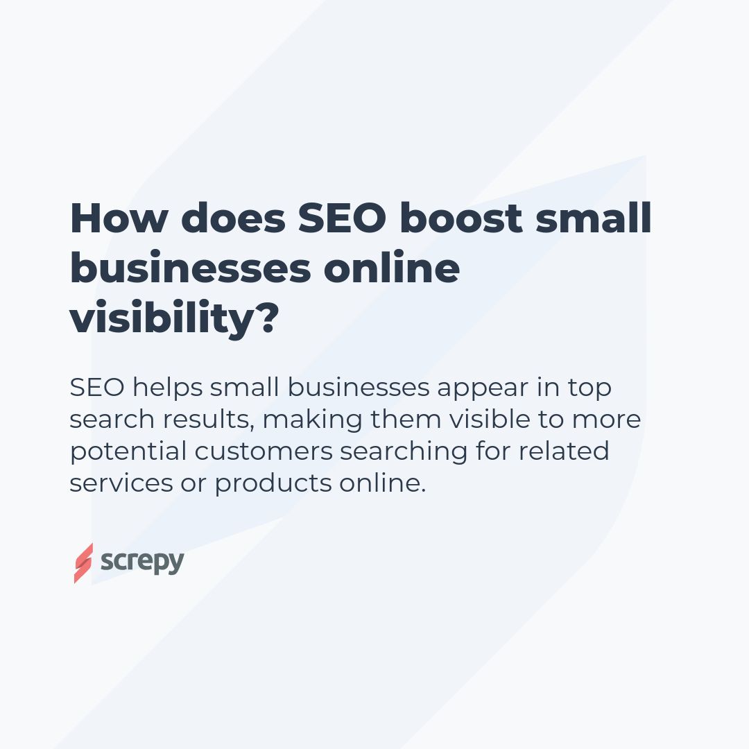 How does SEO boost small businesses online visibility?

#SmallBusinessSEO #OnlineVisibility #DigitalMarketing #SEOStrategies #BusinessGrowth