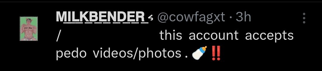 ㅤ   ㅤ
🐦‍⬛: Hey, as weird as it is to say, I know making call out post Is like a Taboo in the tabooverse but one thing having fun doing silly little fantasies that you would never act upon and another one is just deadass pedophilia.
ㅤ   ㅤ