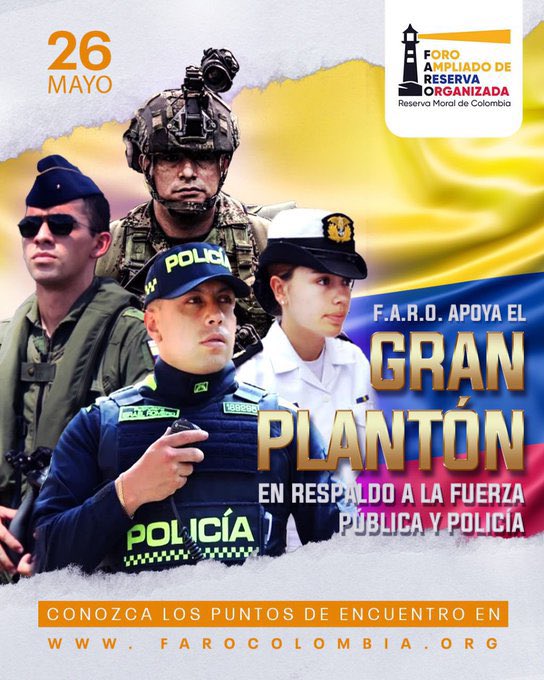 Si no puede ir al plantón a favor de nuestras fuerzas militares y la policía mañana difundamos el mensaje en sus redes sociales, especialmente en WhatsApp 

Toda voz de protesta significa mucho