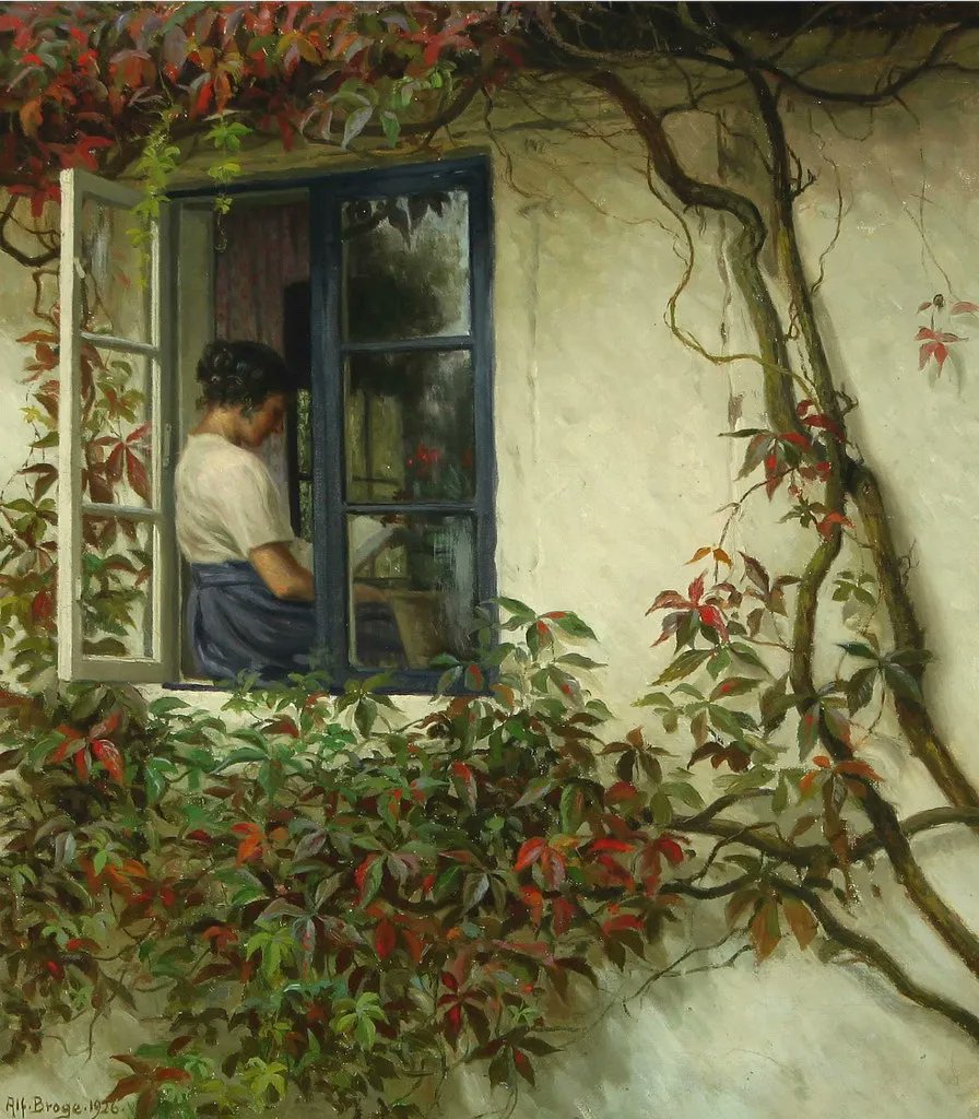 🎨Karl Harald Alfred Broge (1870-1955) Woman at the Window, 1926