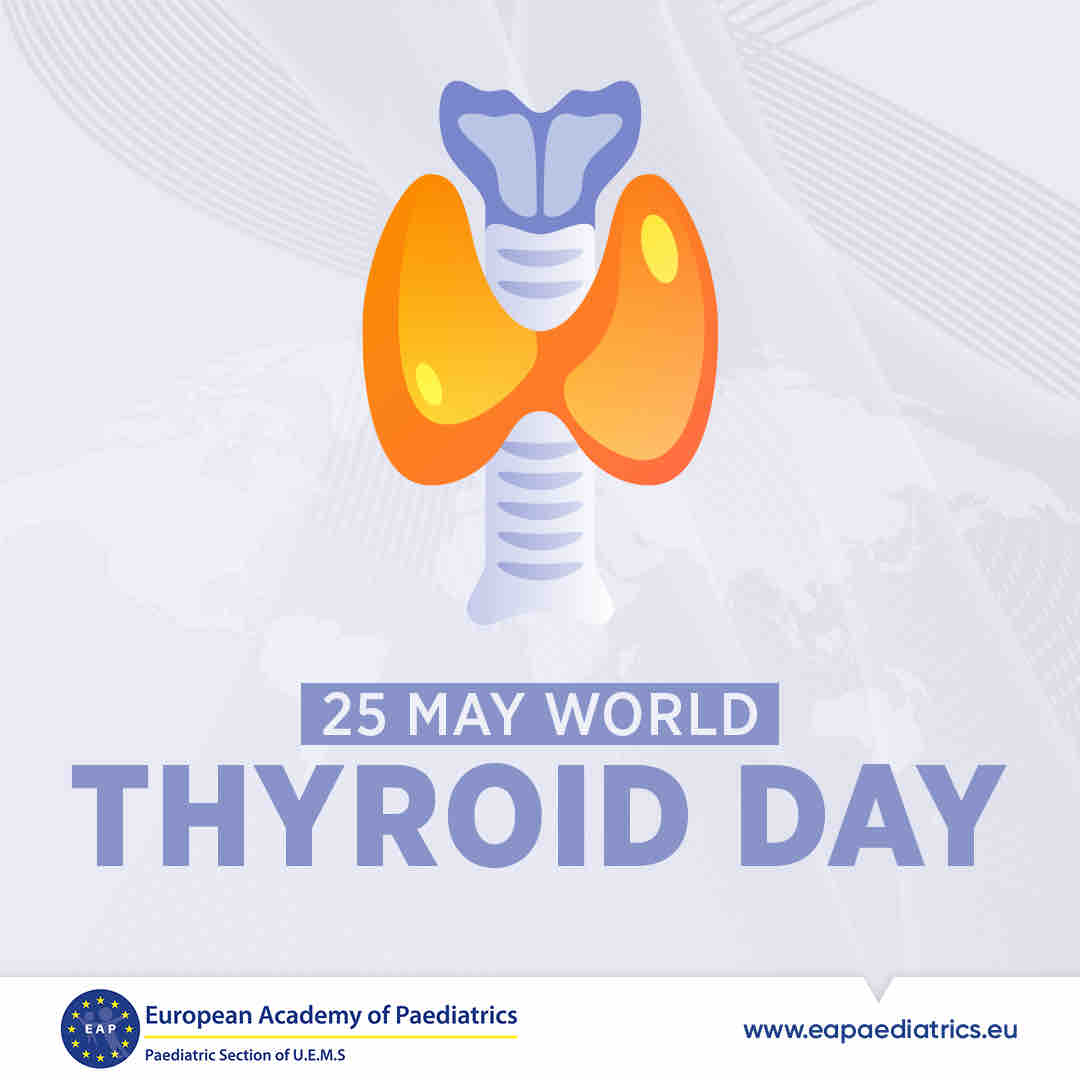 Today is World Thyroid Day! 🌍🩺 Join us in raising awareness about thyroid health and its impact on children and adolescents. The European Academy of Paediatrics supports early diagnosis and treatment to ensure a healthy future for all. #WorldThyroidDay #EAP #HealthAwareness