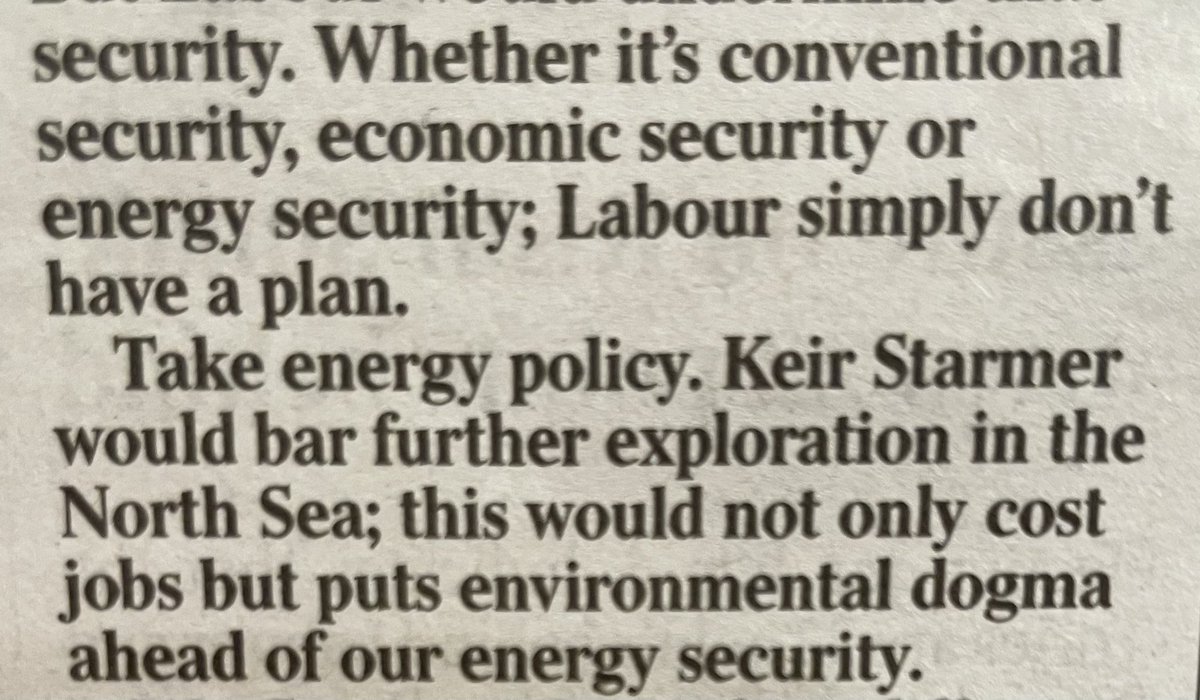 Either Labour don’t have a plan or their plan is to bar further exploration in the North Sea. It cannot be both. You cannot, well shouldn’t, be taken seriously if you’re simultaneously claiming there is no plan then being critical of the the things you think they are planning.