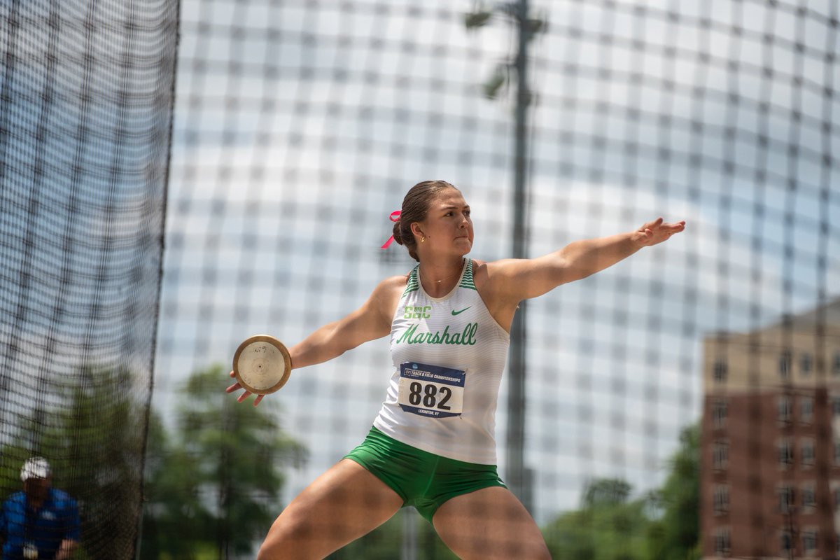 After a scratch on Throw 1, Becca throws a 48.93 meter on her second. She is currently 19th. #WeAreMarshall
