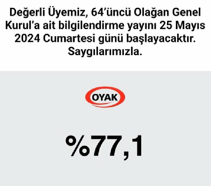 Paramızi eriten yönetimi oyak'in başında görmek istemiyoruz birikimlerimiz resmen eritilmektedir ülkede enflasyon %125 Allah aşkına BU nedir  %77 insanla dalga geçer gibi paramızı hiç birşey yapmasak altın alsaydık bile bundan fazla kazanirdik yönetim İSTİFA
#oyak