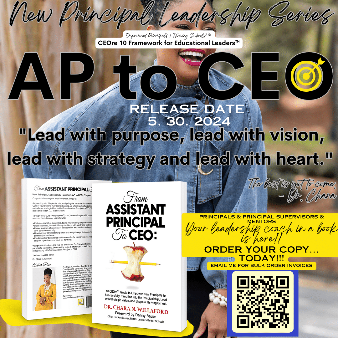 Those who support & supervise principals: This book is for you! The details: FromAPtoCEOBook.com Order 👇(Includes S/H + signed by #DrCharaChats) buy.stripe.com/eVabJdb49gOzdM… Bulk Orders: Email or DM for Invoice: DrCharaConsults@gmail.com #FromAPtoCEOBook #CEOre10Framework