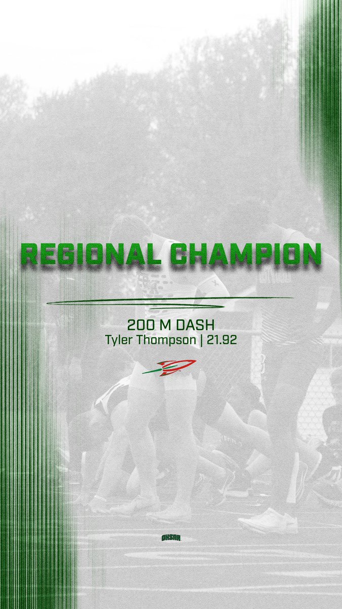 OHHSmensTF's tweet image. Tyler Thompson is the Regional Champion in the 200 M Dash with a time of 21.92