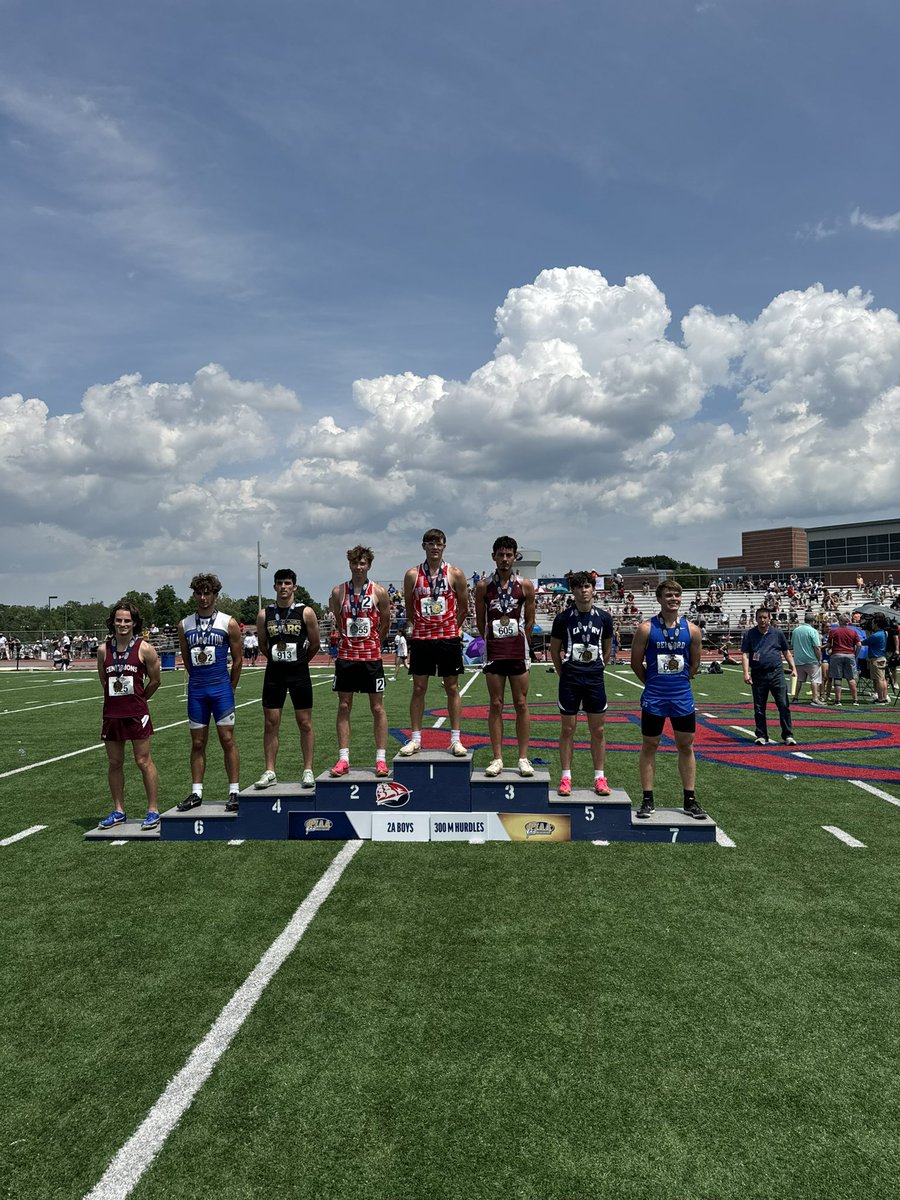 🥇GOLD MEDAL ALERT🥇 
Levi Prementine does it again in the 300m hurdles repeating as state champion!!!!!
Eli Anderson wasn’t very far behind getting second overall!!!!