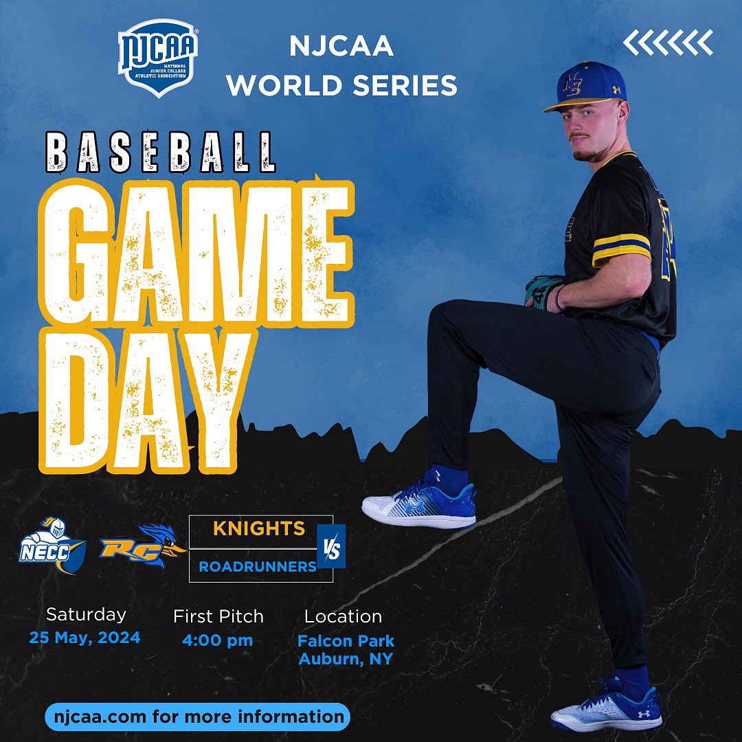 It’s GAMEDAY in New York! 

Knights will face the Roadrunners beginning at 4pm for game 1 of the NJCAA DIII World Series.  

LETS GO KNIGHTS!!