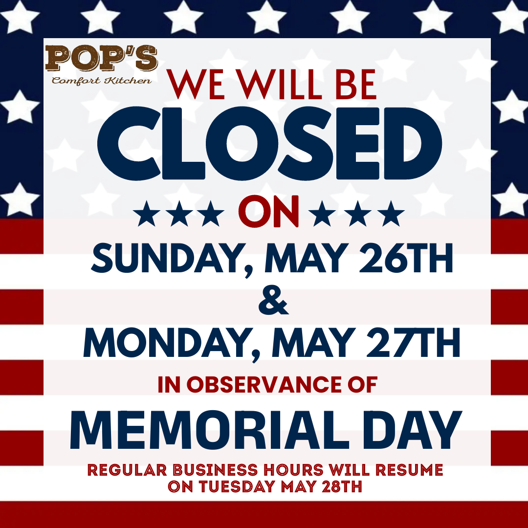 Memorial Weekend Hours! WE ARE OPEN TODAY, SATURDAY THE 25TH!

#memorialweekend #memorialday #ediblememphis #memrestaurants #bartlettlocal #lettsgobartlett #moxey901