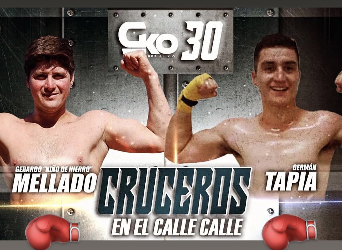 Hoy en Valdivia; el profesional chileno Gerardo Mellado (9-2-0) enfrenta al argentino Germán Tapia (2-1-2) a la distancia de 8 rounds en la división Crucero. 
La acción comienza hoy a partir de las 19 hrs en el Gimnasio Escuela Teniente Merino.
#BoxeoChile #BoxeoProfesional