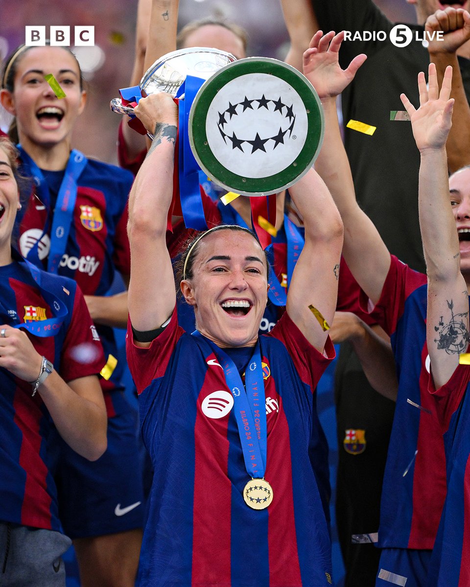 Lucy Bronze, the first English player to win five Champions League titles 🐐 #BBCFootball #UWCL #FCBFemeni