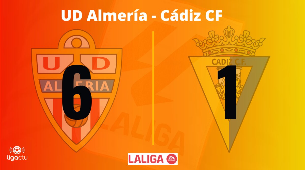 ⏱️ Terminé ! 💥 Alméria déroule complètement et écrase Cádiz pour finir la saison en beauté malgré la relégation ! ❌ Les visiteurs menaient à la pause avant de totalement craquer #AlmeriaCadiz #LALIGAEASPORTS