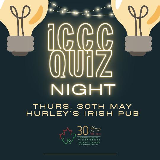 ☘️ It's ICCC QUIZ NIGHT! 

📅 Thurs May 30th
⏰ 6:30 pm
🍻 Hurley's 

RSVP: office (at) icccmtl (dot) com

This event is free for ICCC Montreal members
$10 for guests